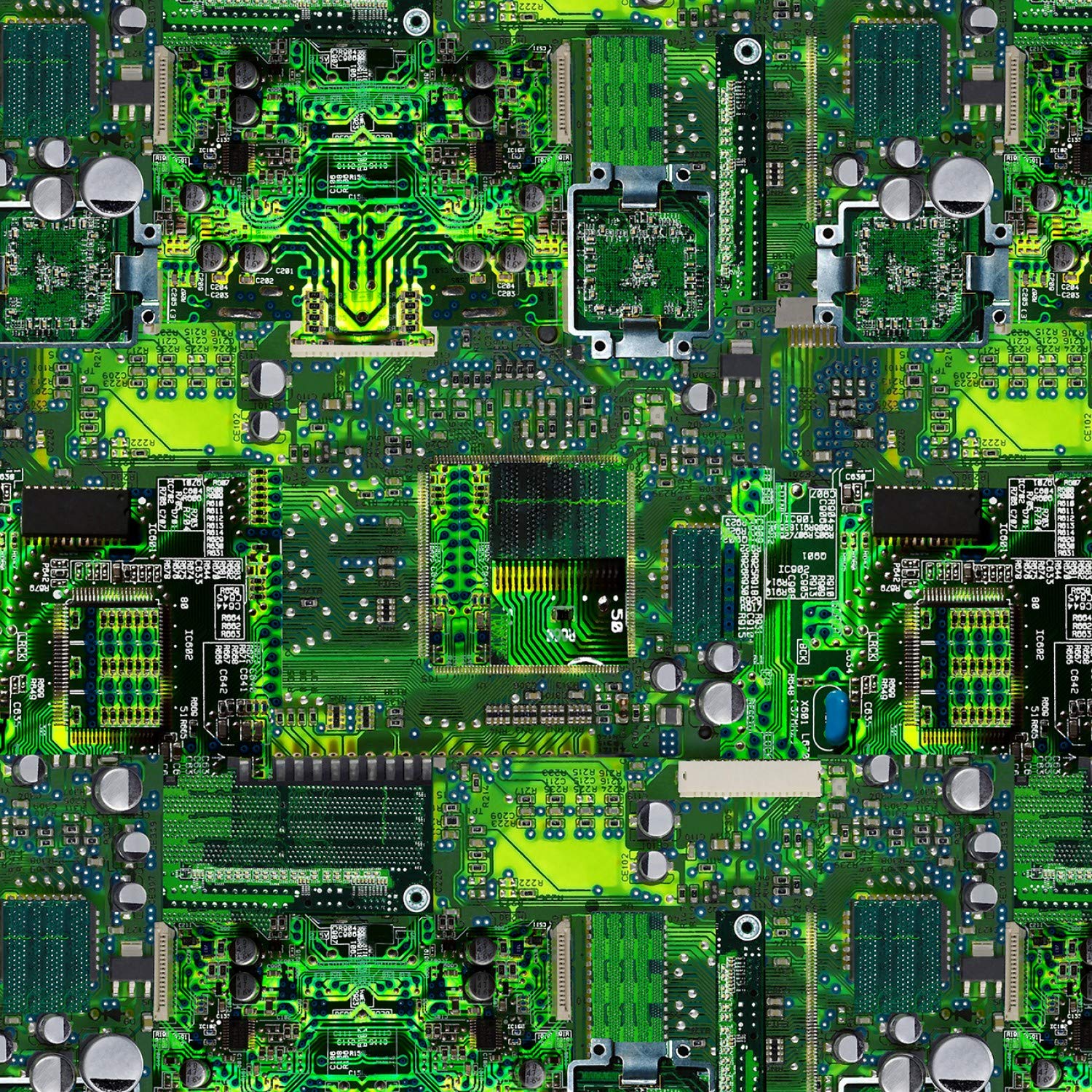Timeless Treasures Green Computer Memory Board Circuit Board Premium Quality 100% Cotton Fabric by The Yard.