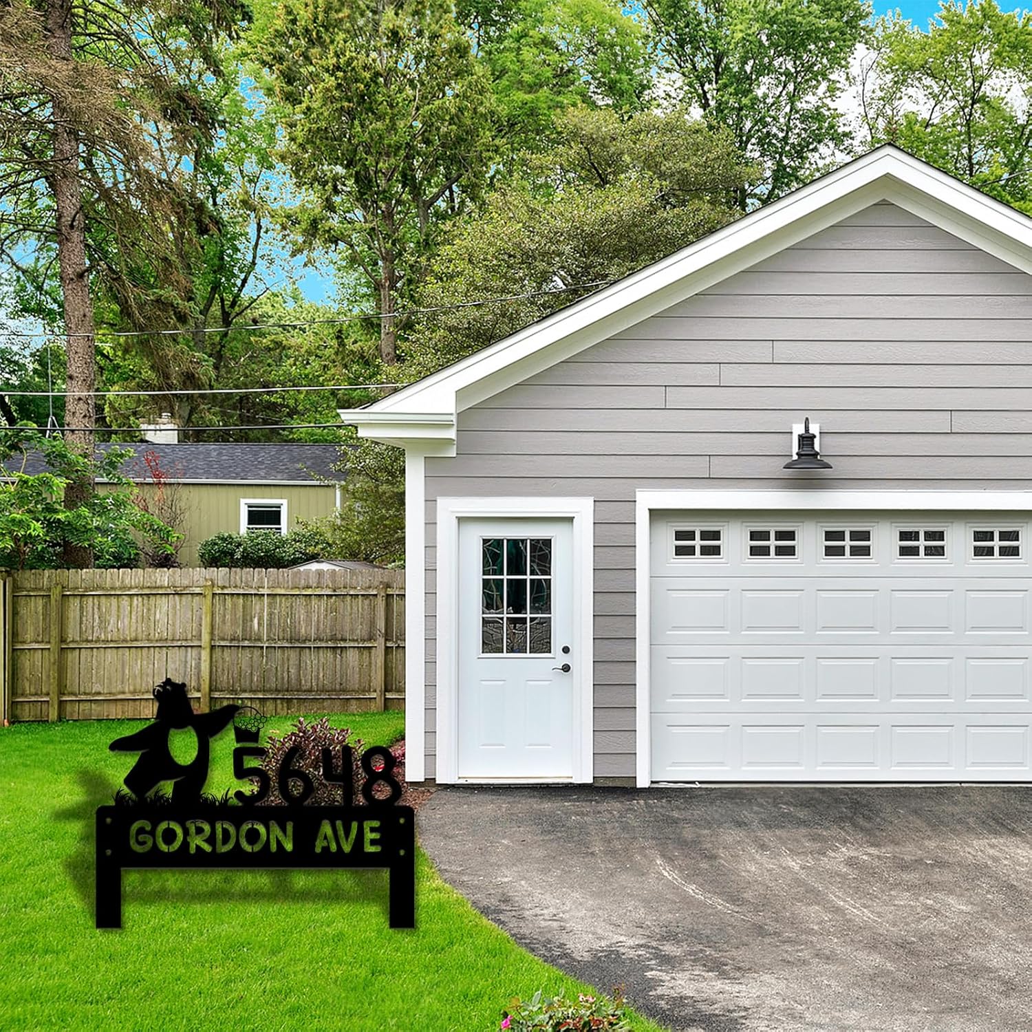 Personalized Address Signs, Personalized Address Metal Address Signs for Outside Gardening Decor, Customized Address Number Signs for Front Door, Garden Stake Metal Sign (Bear)