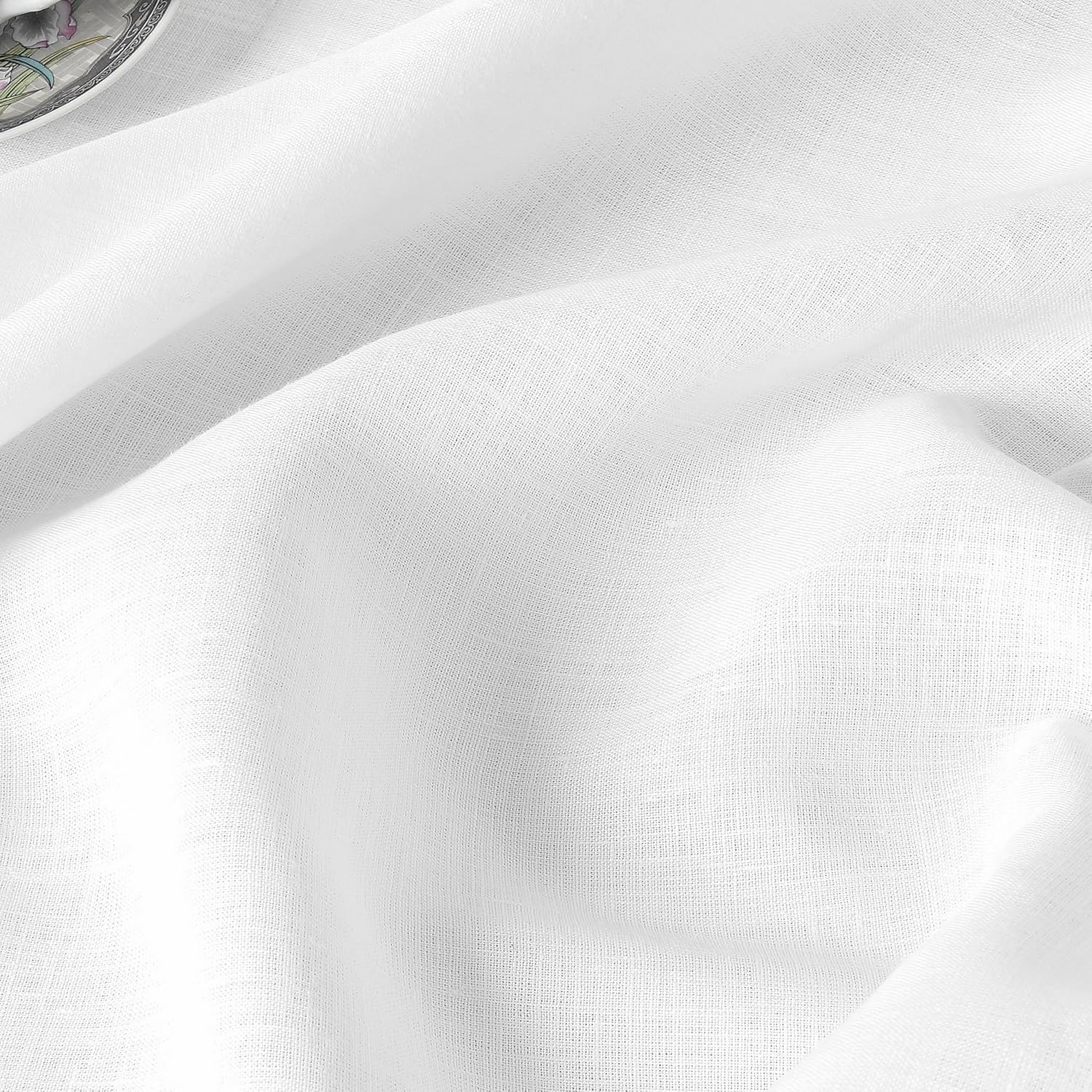 D'Moksha Homes White Tablecloth 60 x 108 Inch - 100% Pure Linen Rectangular Tablecloth - Machine Washable Table Cloth for Mothers Day, Spring, Easter