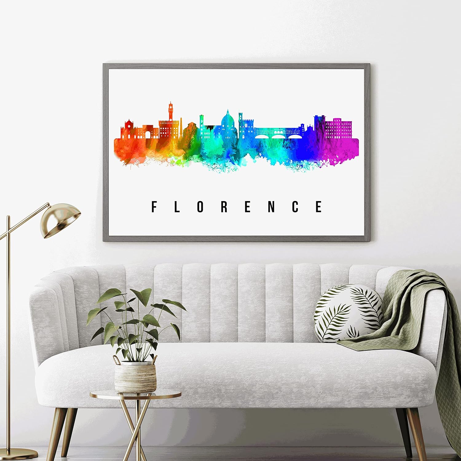 Florence Skyline Italy Poster, Florence Cityscape Painting, Italy Poster, Florence Cityscape and Landmark Print, Home Wall Art, Office Wall Decor - 12x18 Inches