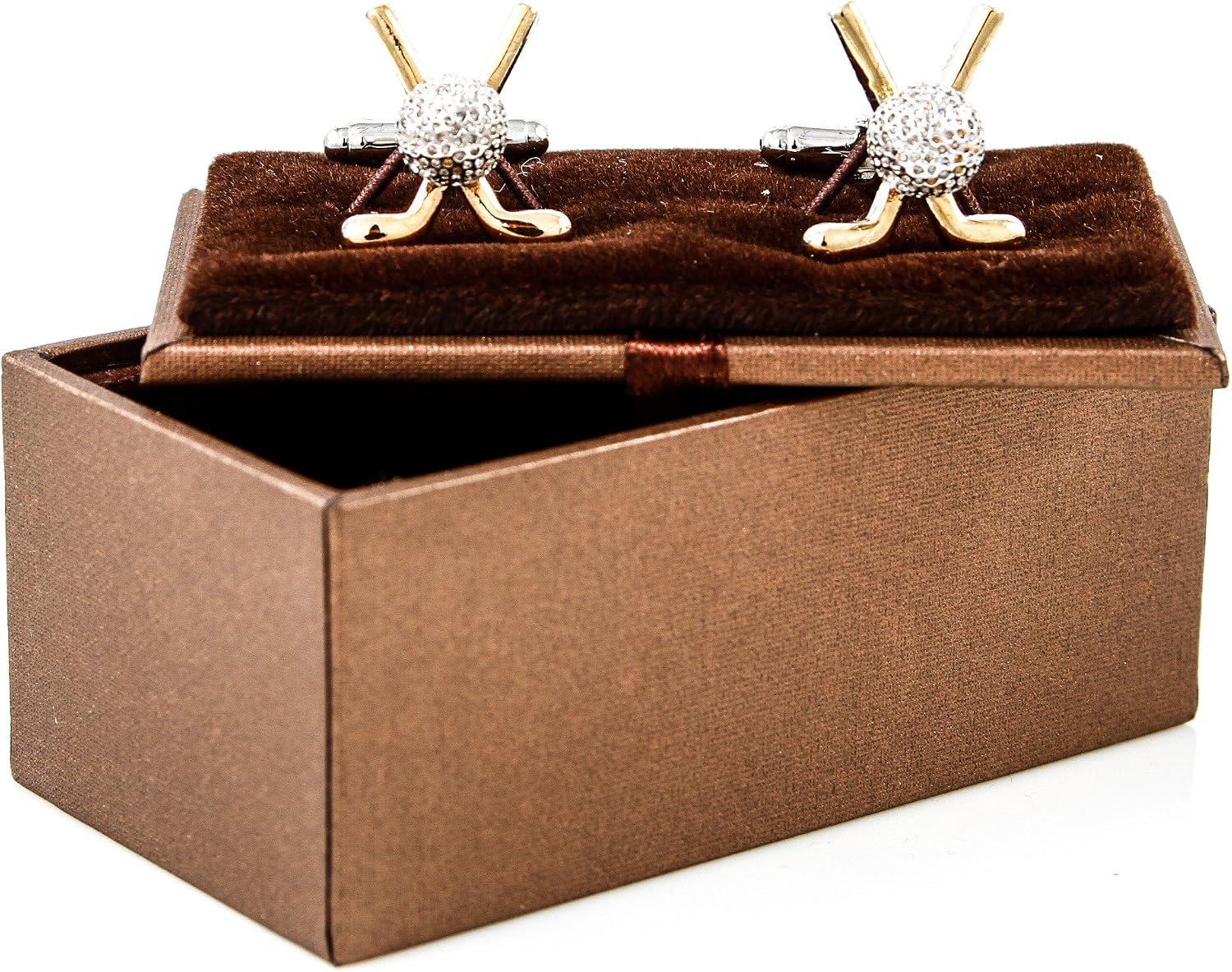 MRCUFF Golf Ball and Clubs Cufflinks in a Presentation Gift Box & Polishing Cloth