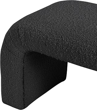 Meridian Furniture 169Black Niagara Collection Modern | Contemporary Boucle Fabric Upholstered Bench with Rich Black Boucle Fabric, Curved Contemporary Design, 28 W x 15.5 D x 17.5 H, Black