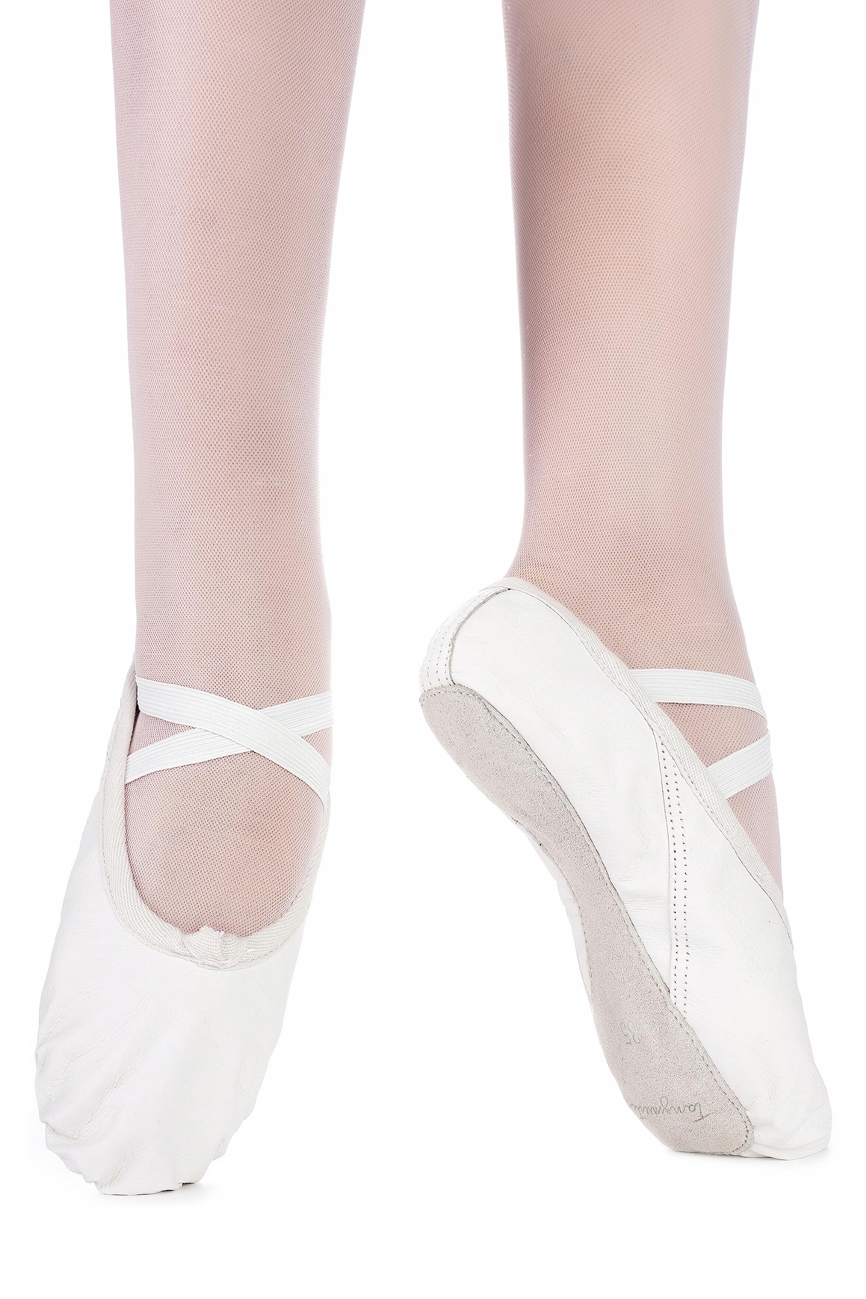 tanzmuster Ballettschuhe Mädchen und Damen - Sasha - Leder - ganze Ledersohle - Gr. 22-45 - Ballettschläppchen für Kinder und Erwachsene - Tanzschuhe fürs Ballett
