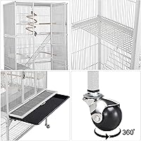Vista 7 de Yaheetech Jaula de metal para loros extra grande de 69 pulgadas con soporte desmontable para loros de tamaño mediano, cacatúas, periquitos, Blanco