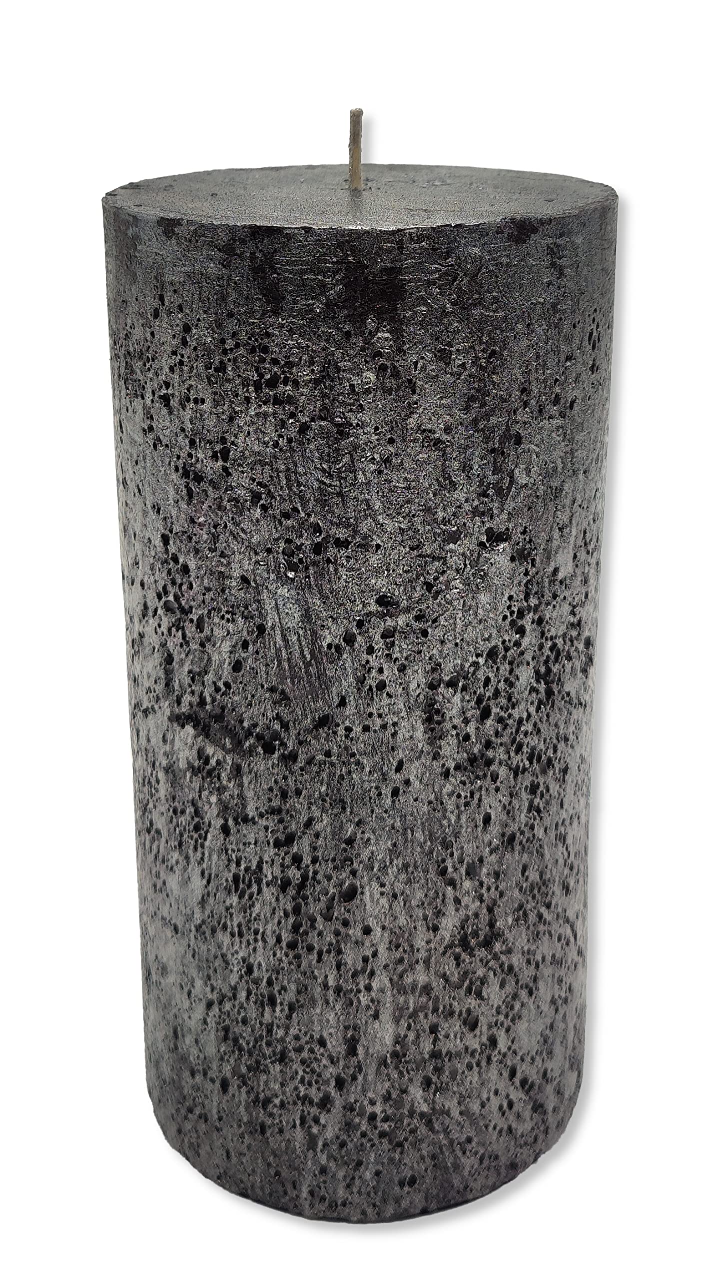DARO DEKO Stumpenkerze XL 10 x 20cm schwarz mit Glitzer 4 Stück durchgefärbt Säulenkerze