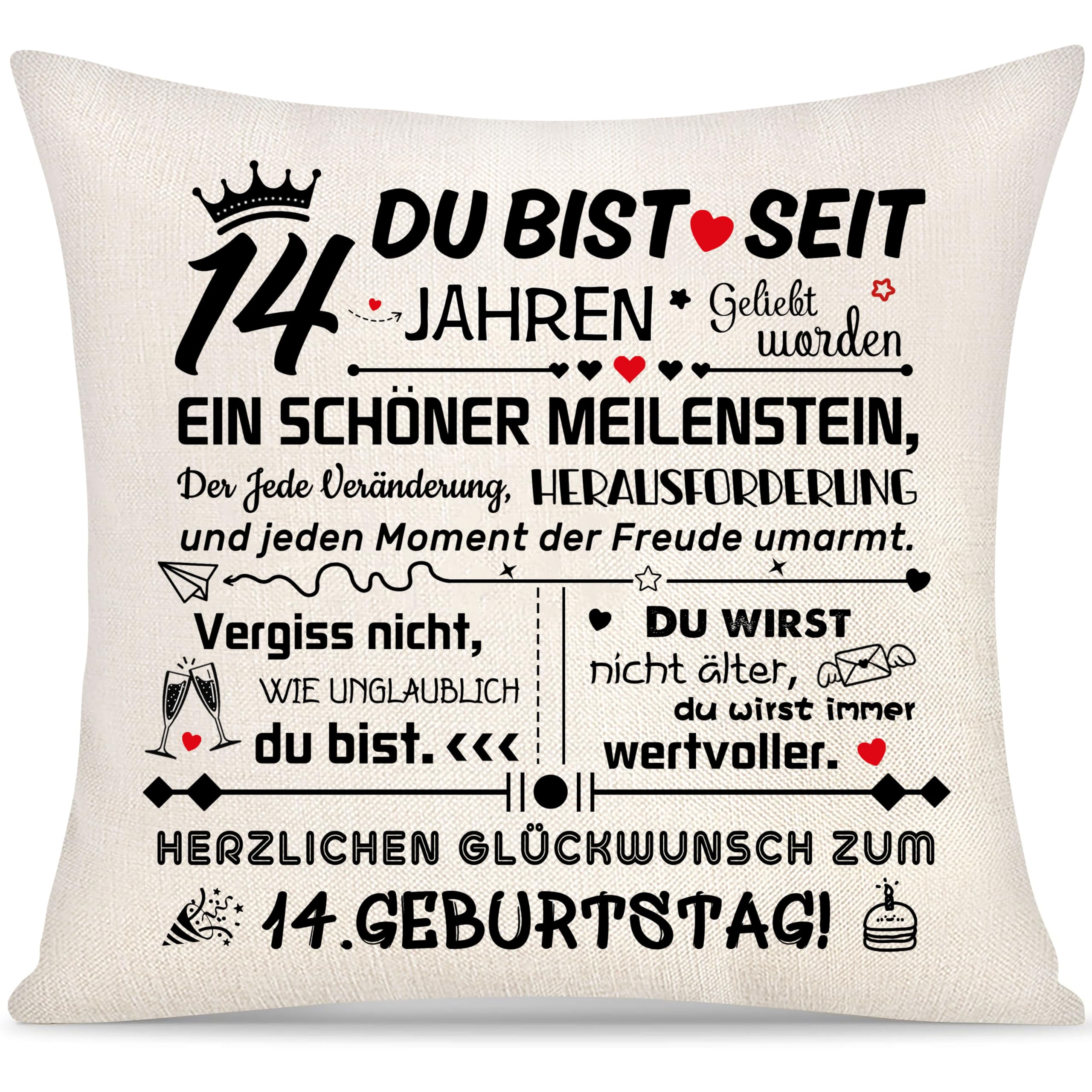 14 Jahre Geburtstag Kissenbezug Geschenk für Mädchen Jungen Inspirierend Geschenke zum 14. Geburtstag Kissenbezüge für Tochter Sohn Enkelin Enkel Nichte Schwester Freunde von Mama Papa Oma Opa (14)