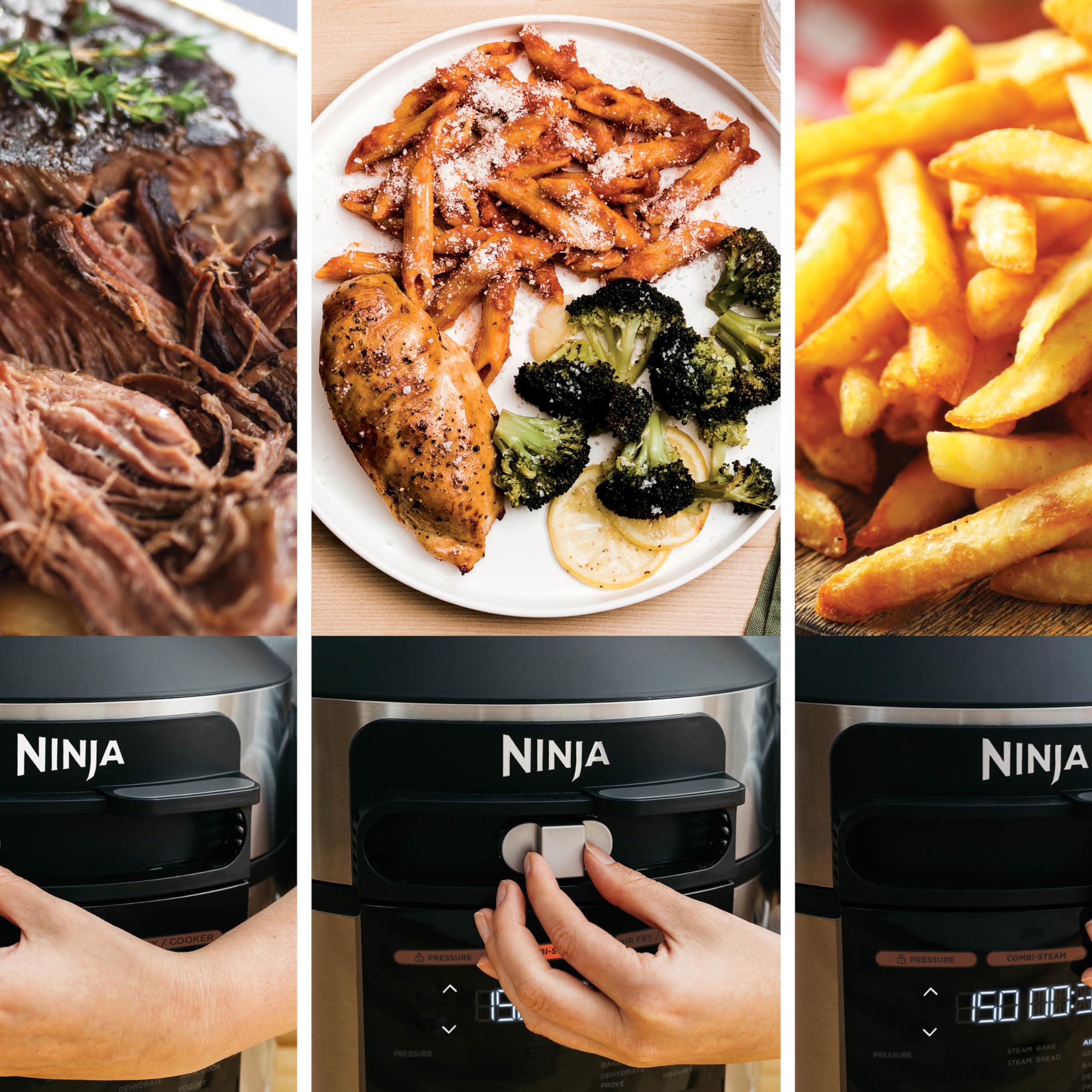 Ninja Foodi MAX Olla eléctrica multifunción con SmartLid, 7,5 l, 14 funciones de cocción en 1, Olla a presión, Freír con aire, Cocción lenta, Parrilla y más, sensor digital, acero inoxidable, OL750EU