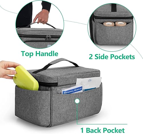 Miniatura 9 de CURMIO Pequeña bolsa de almacenamiento de medicamentos vacía, caja organizadora de primeros auxilios de la familia para kits médicos de emergencia