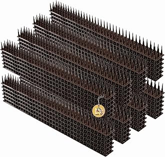 KADAX Plastic Bird Spikes, 51 x 4 x 3 cm, Wall Spikes, Fence Tops Spikes, Pigeon Repellent, Deterrent for Birds, Cats, Anti Climb Spikes, Squirrel Repellent (48, Brown)