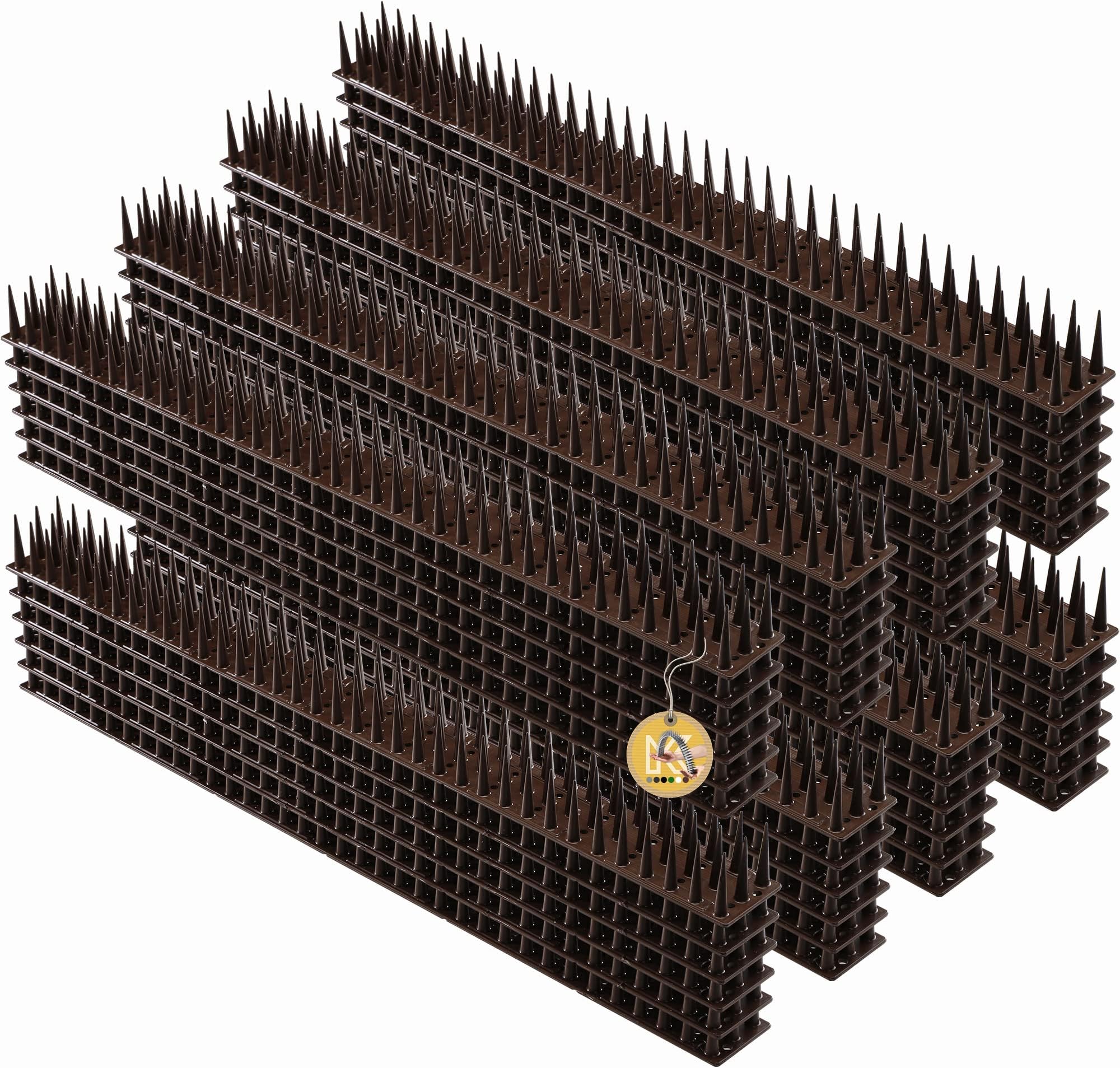 KADAX Plastic Bird Spikes, 51 x 4 x 3 cm, Wall Spikes, Fence Tops Spikes, Pigeon Repellent, Deterrent for Birds, Cats, Anti Climb Spikes, Squirrel Repellent (48, Brown)