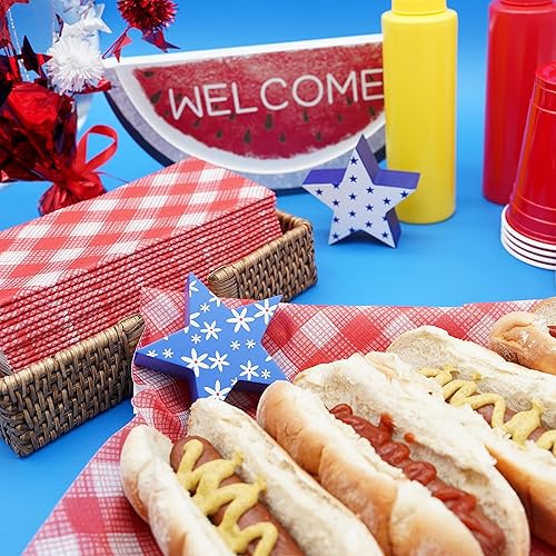 Miniatura 4 de Servilletas de papel American Homestead - Servilletas desechables de tipo lino rojas a cuadros para cena - Servilletas de mesa de calidad de