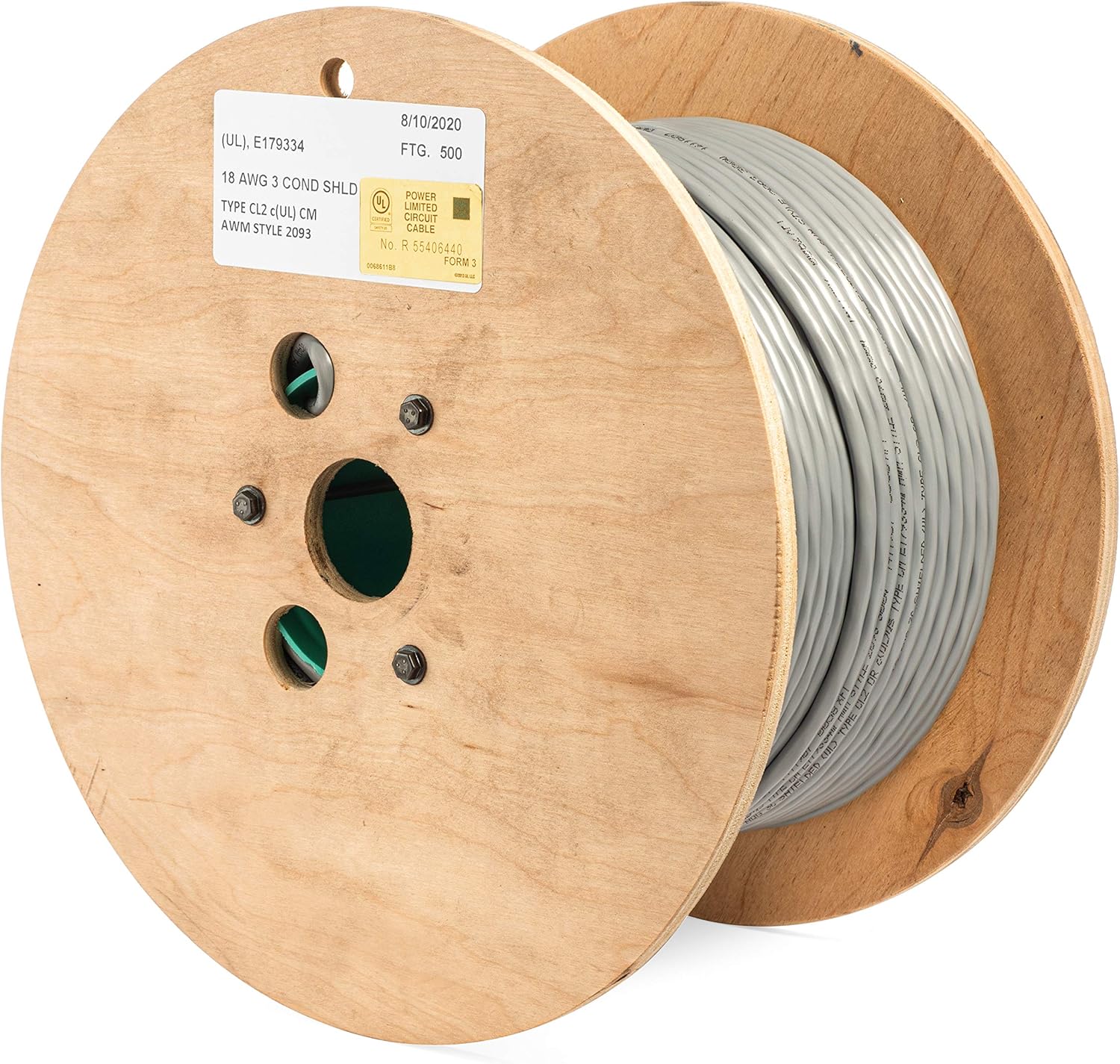 EWCS Equal to Belden 8770 18AWG Stranded Tinned 100% Copper 3 Conductors Shielded Overall Gray PVC Jacket 300 Volts (UL) Listed - 500 Feet