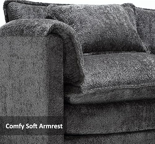 Miniatura 5 de Tmsan Sofá en forma de L de 112.2 pulgadas, moderno sofá modular modular con otomana móvil, sofás tapizados de nube Boucle para sala de estar, gris