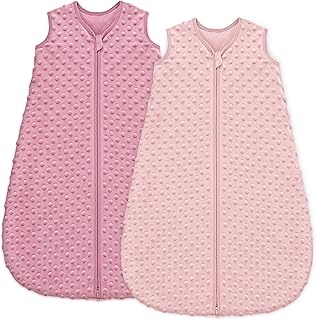 Unnivoll Schlafsack Baby 1.5 Tog Babyschlafsack 0-6 Monate 2er Pack Schlafsack Winter Herbst 67 cm für Jungen Mädchen Neugeborene Rosa