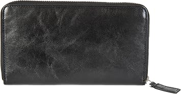 Gianni Conti Continental Leather Wallet for Women – Made in Italy – Full Zip Around Purse with RFID Protection, 4 Note Sections, Coin Pocket & 8 Card Slots (Black)
