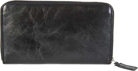 Gianni Conti Continental Leather Wallet for Women – Made in Italy – Full Zip Around Purse with RFID Protection, 4 Note Sections, Coin Pocket & 8 Card Slots (Black)