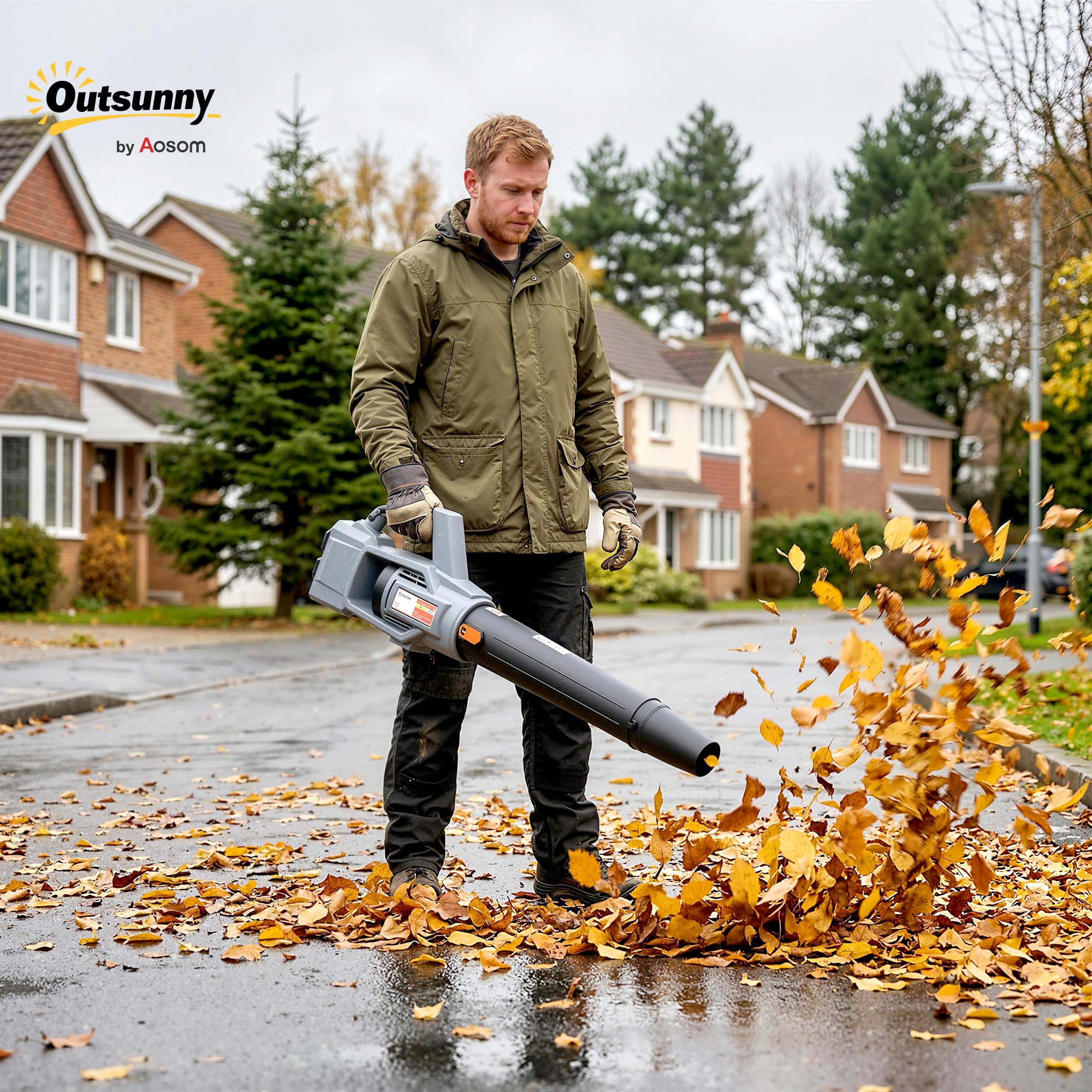 Outsunny Souffleur à batterie 36 V avec moteur brushless 1000 W, 2 batteries 4 Ah, 3 niveaux de vitesse jusqu'à 270 km/h, fonction Turbo Boost, chargeur inclus