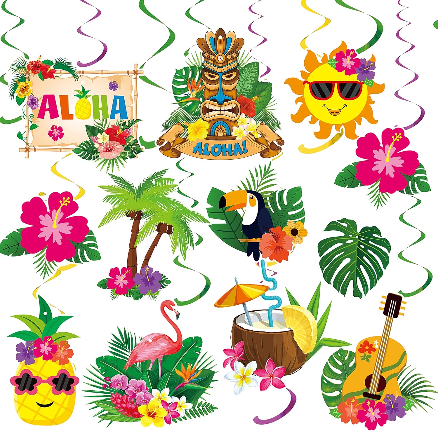 30pcs Luau Party Decorations Hawaiian Decorations Tiki