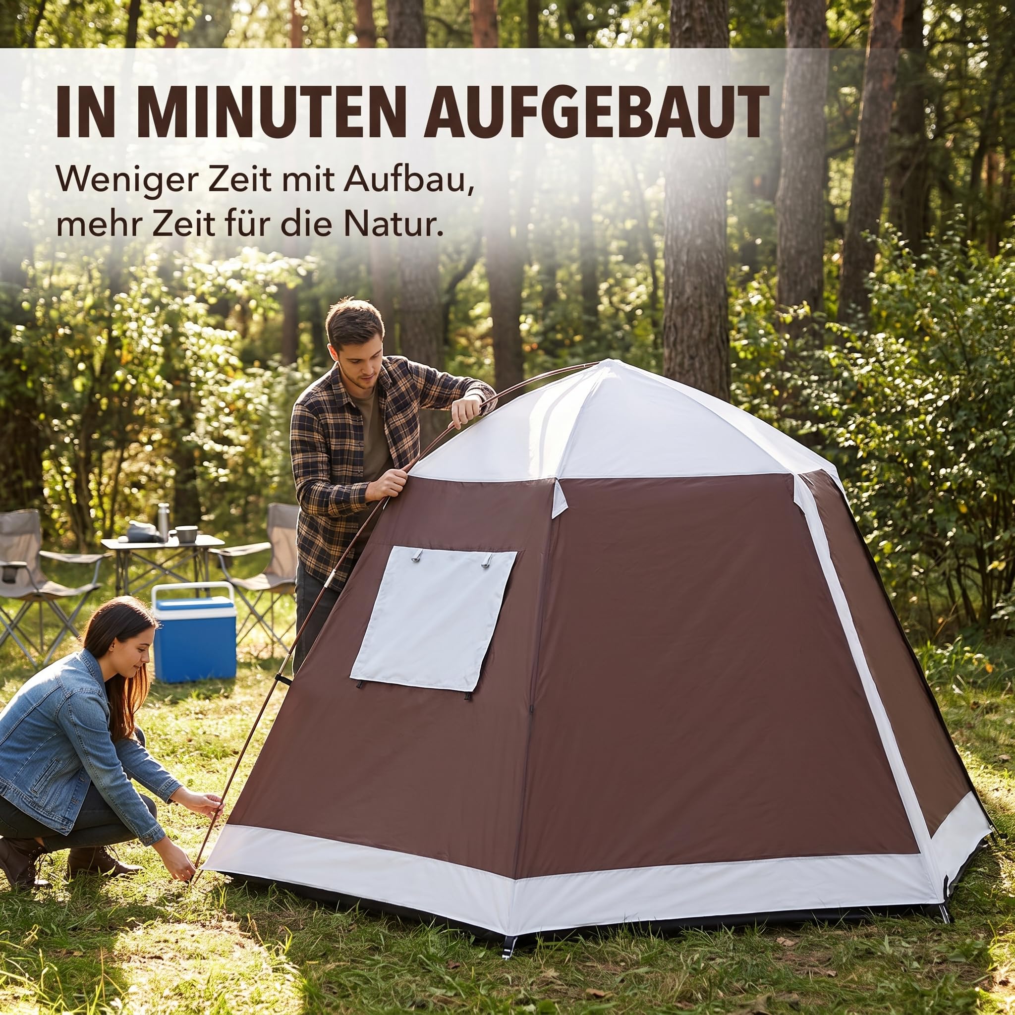 Doppelschicht Zelt mit Fiberglasstangen für Camping und Outdoor-Abenteuer, Kokospalmenmuster (Tür) Einzelschicht, Einzelschichtzelt, Kokospalmenmuster, Mehrfarbig