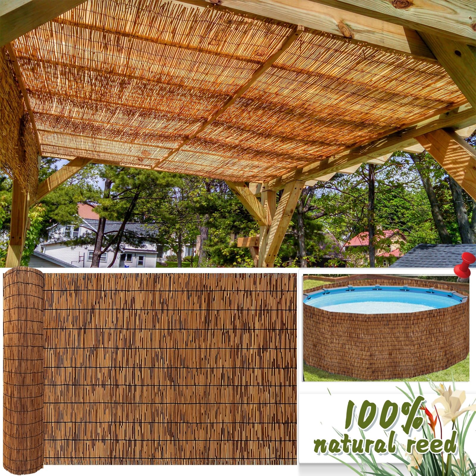 Balkon Sichtschutz Bambus 90x400 Sichtschutzmatte Bambus 80x600 100x600  Sichtschutzzaun Holz 180x180 Garten Sichtschutz Sonnenschutz/Atmungsaktiver  fr Balkon Oder Als Wind- Und Sichtschutz : Amazon.de: Garten