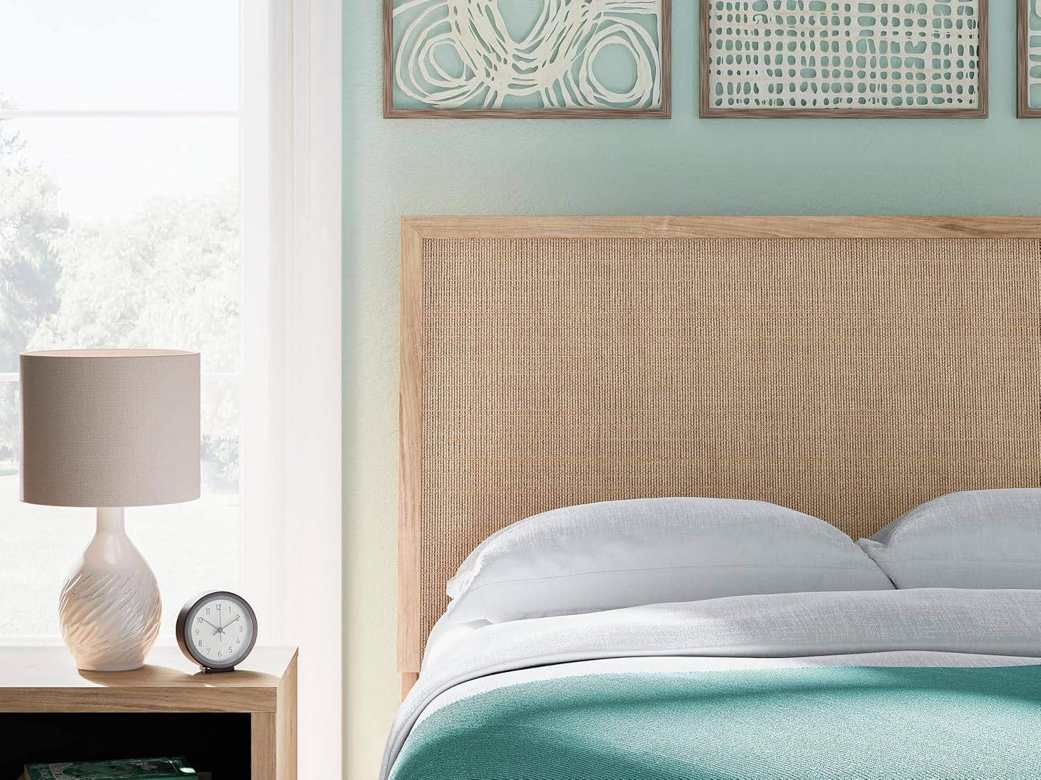 Signature Design by Ashley Cielden Contemporary Panel Headboard, Full, Beige