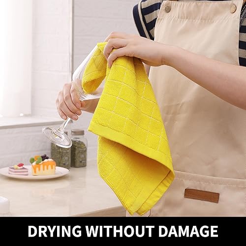 Miniatura 288 de Homaxy Toallas de cocina de rizo 100% algodón (gris oscuro, 13 x 28 pulgadas), diseño a cuadros, suaves y súper absorbentes, paquete de 6