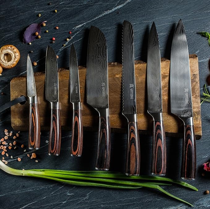 Set Cuchillos Cocina 15 Piezas Acero Inoxidable Base Madera miniatura 2