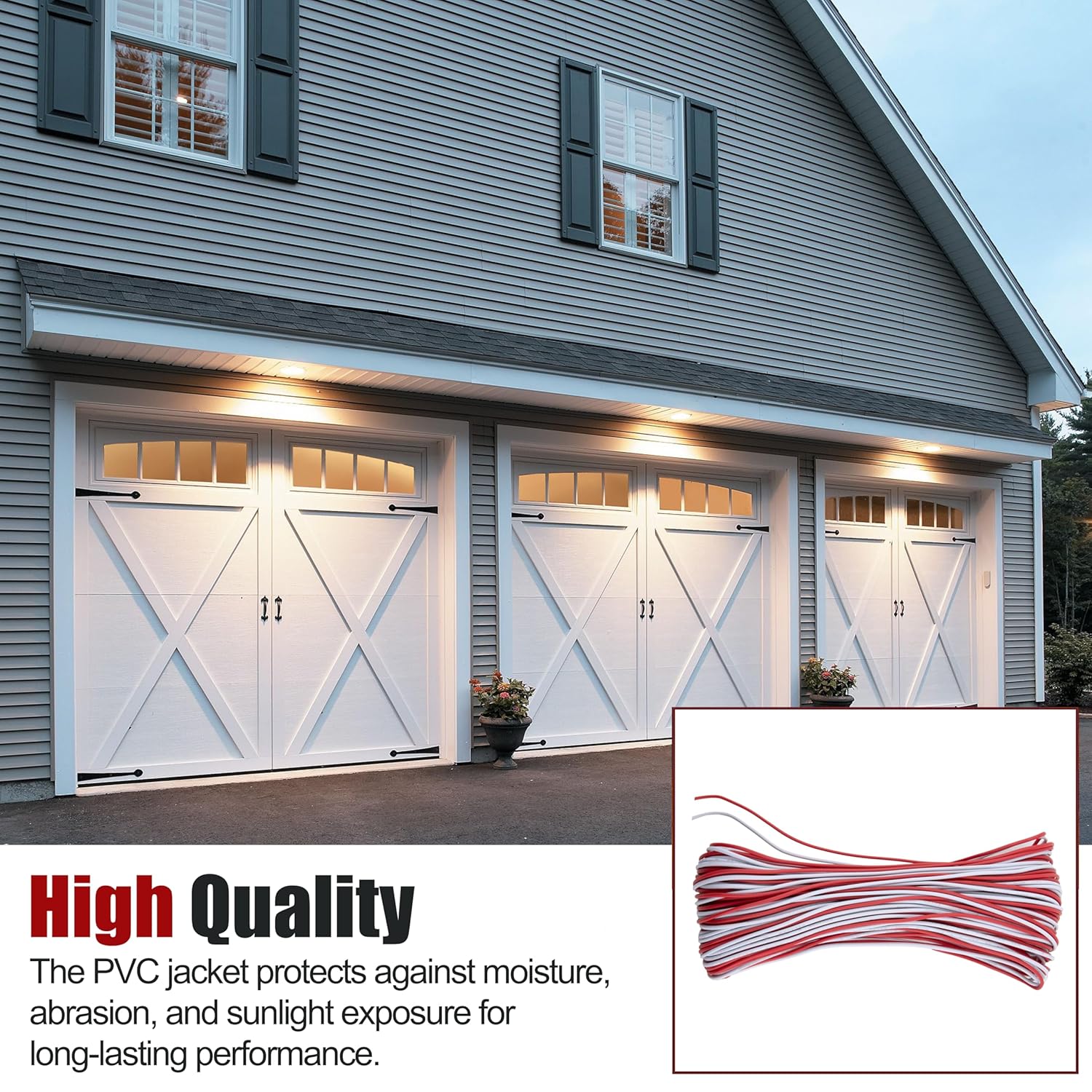 Door Bell Wire,50Ft, 24/2 AWG, Suitable for Low-Voltage Applications Such as Garage Door Wire,Smart Switches,Doorbells, Intercoms, Thermostat Controls, Anti-Theft Alarms, etc