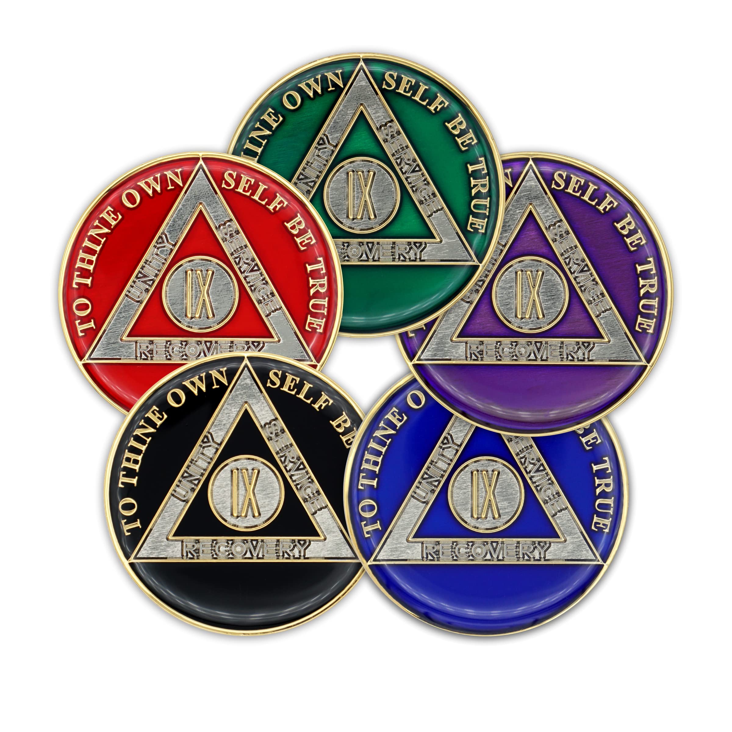 Alcoholics Anonymous Tokens 9 Year Sobriety Chip - Tri-Plate AA ...