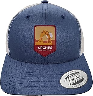 Arches Snapback Trucker Hat w/National Park Woven Patch (Navy/White)