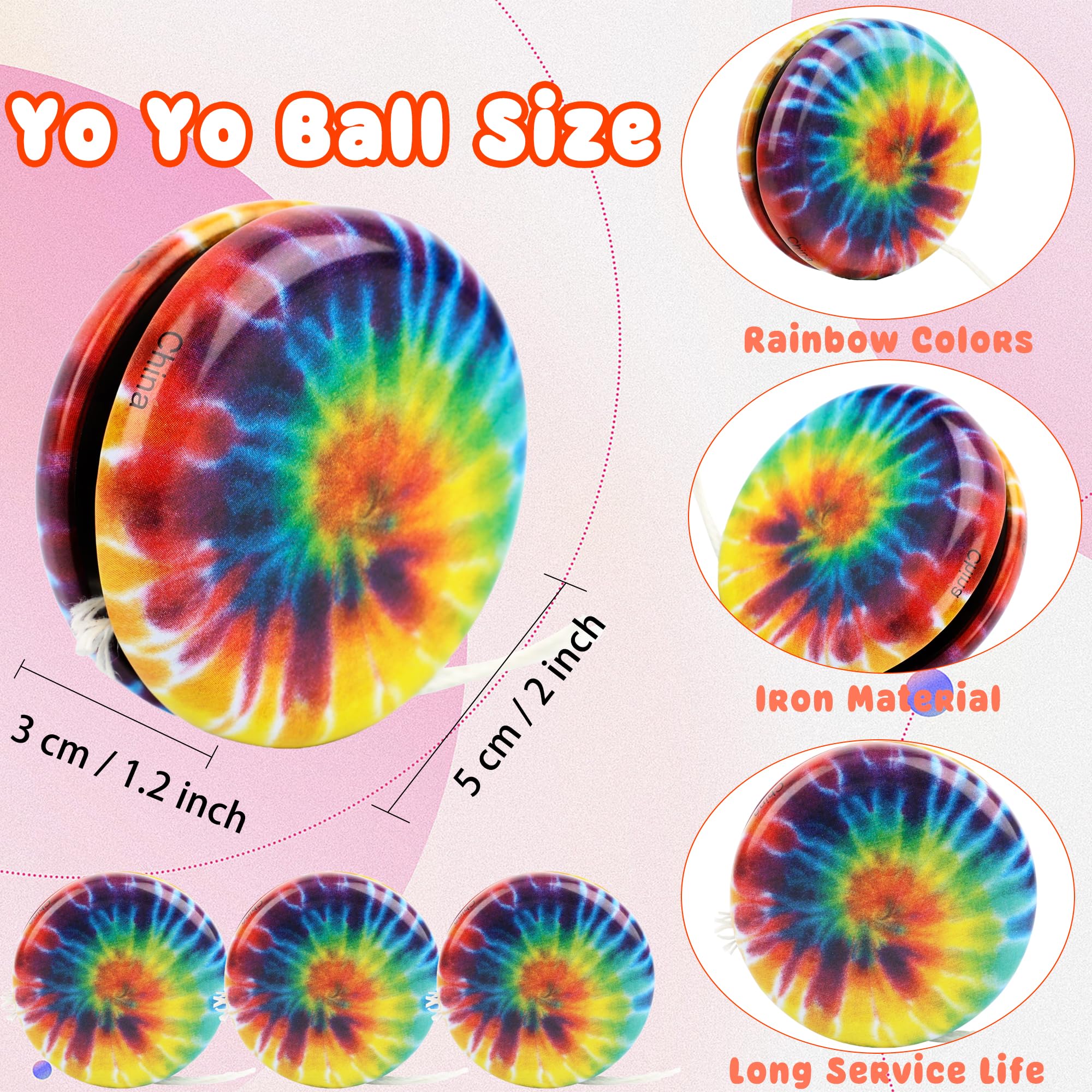 55 Pcs Rainbow Yoyos Metal Yo Yo Toys with Colorful Designs Birthday Party Favors Goodie Bag Fillers Holiday Stocking Stuffers Classroom Prizes