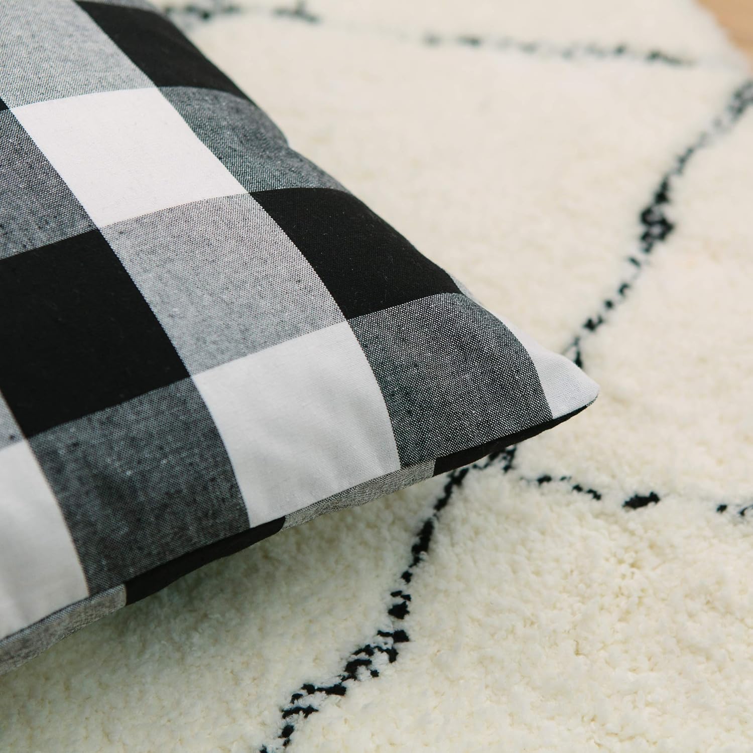 70% Off Discount NATUS WEAVER 2 Pcs Black White Cotton Buffalo Checker Plaid Square Throw Pillow Cover Decorative Cushion Sham Pillowcase for Bedroom,20 x 20