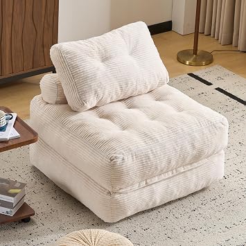 Folding Sofa Bed,Convertible Sleeper Chair for Adults, Folding Sofa Bed Foam Filling Couch with Pillow Sleeper Chairs Single Size Floor Mattress,White