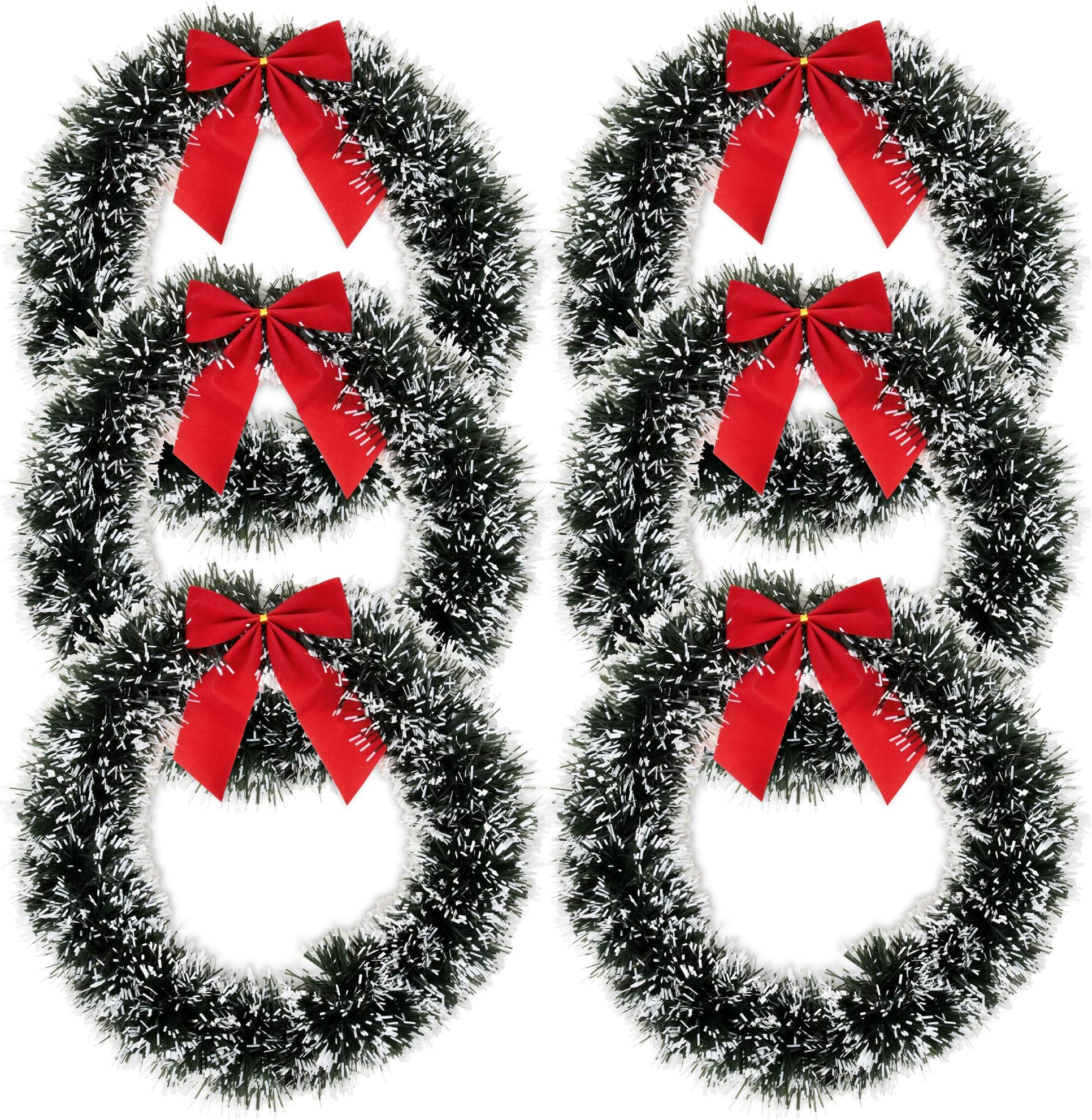 Gift Boutique 6 Christmas Front Door with Red Bow 13" Winter Decoration Wall Decor Hanging Wreaths Kitchen Decorations Artificial Home Decor Holiday Indoor Window