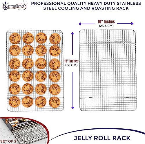 Miniatura 41 de KITCHENATICS - Juego de rejillas y bandejas de enfriamiento, 304 acero inoxidable
