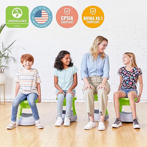 Miniatura 40 de ECR4Kids Taburete tambaleante de almacenamiento, altura del asiento de 15 pulgadas, asientos activos, azul/gris claro Negro -,Azul,gris, azul,