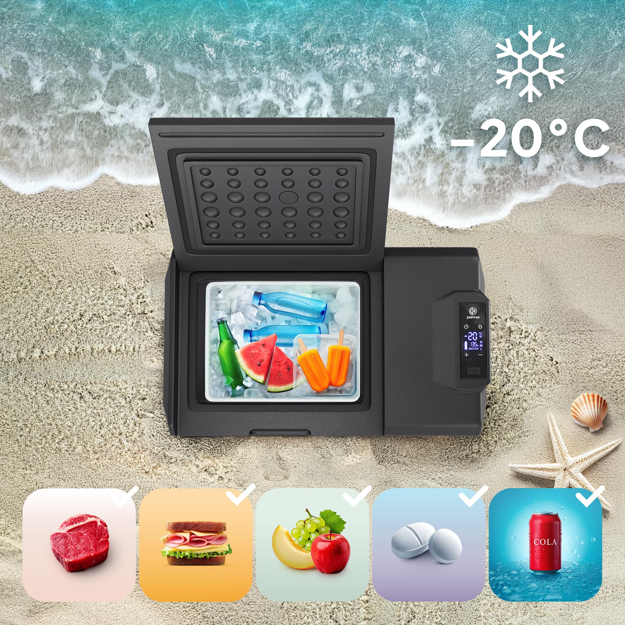 peme Frigorifero Portatile Elettrico Congelatore Frigo Campeggio Auto 12v 24 220v 240 Compressore per Camper Freezer Ricaricabile Congelatori Viaggio Refrigeratore Escursione 39L – Expedition