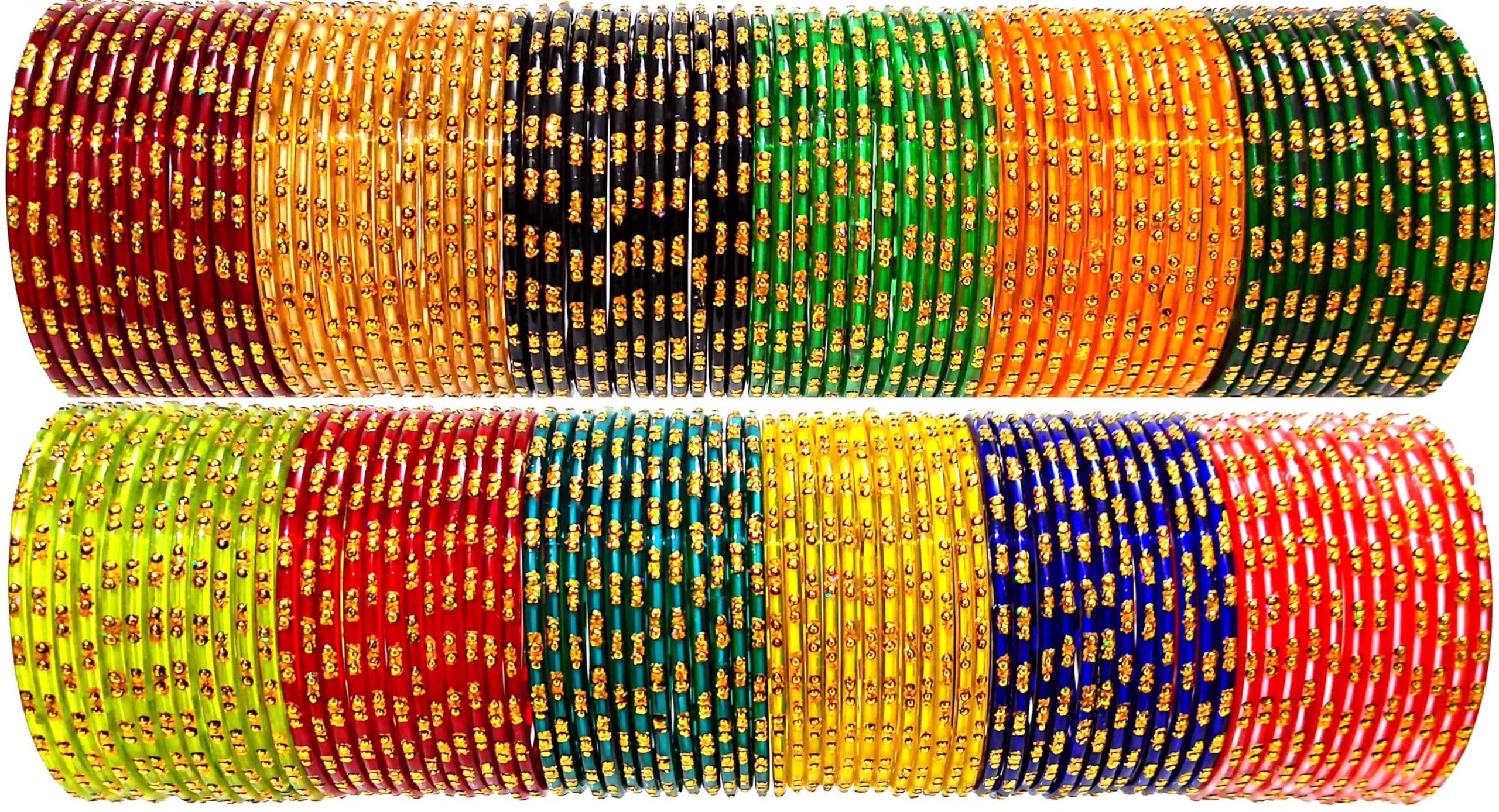 Hand KkraftsMulticolor glossy finish glass bangle/chudi set of 144 in 12 unique color for women and girls
