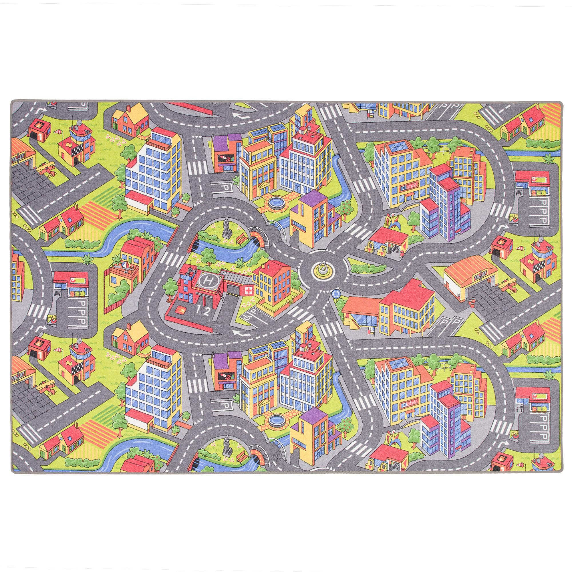 Snapstyle Kinder Spiel Teppich Little Town 3D Grau in 24 Größen