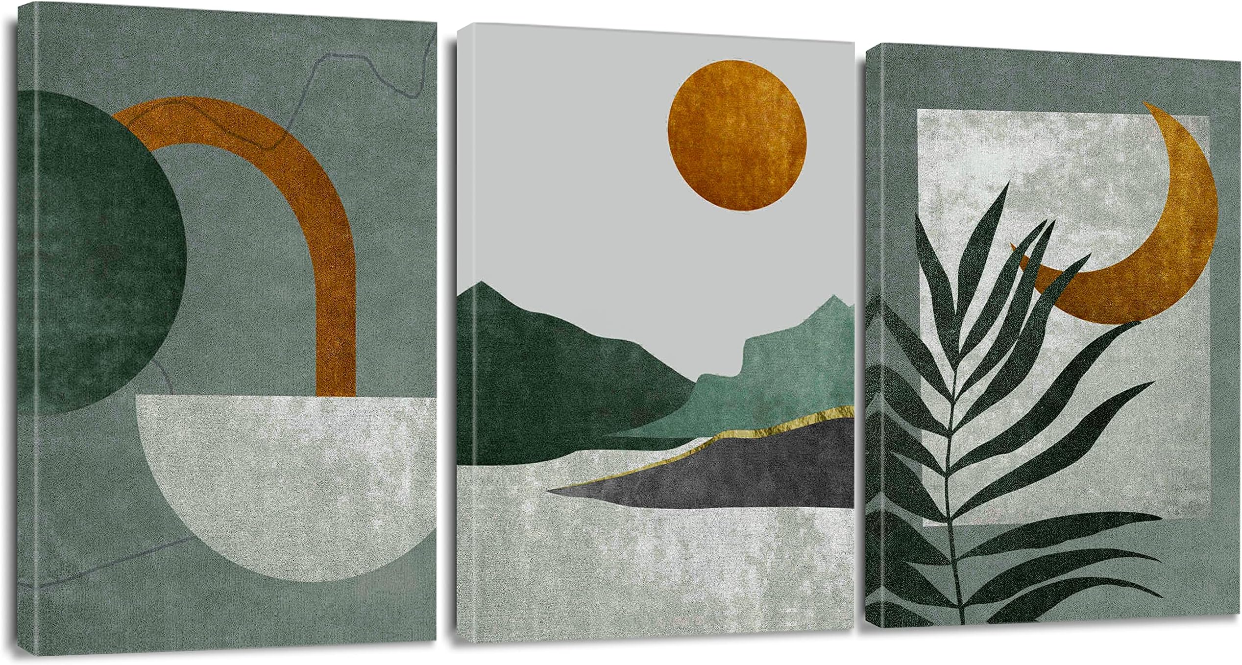 Artscope 3 Pieces Zen Wall Art Canvas Prints - Tea Sun and Moon Picture Painting - Modern Wall Artwork Framed for Gifts Bathroom Living Room Home Office Decor - 30 x 40 CM