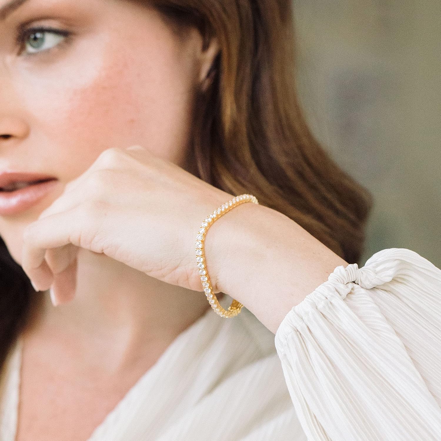 Isabella Vermeil Tennis Bracelet – Hypoallergenic 14K Gold Vermeil Plated with Sparkling Cubic Zirconia Stones – Tennis Jewelry– Women's Bracelets - Everyday Luxury Jewelry - Gifts for Mom