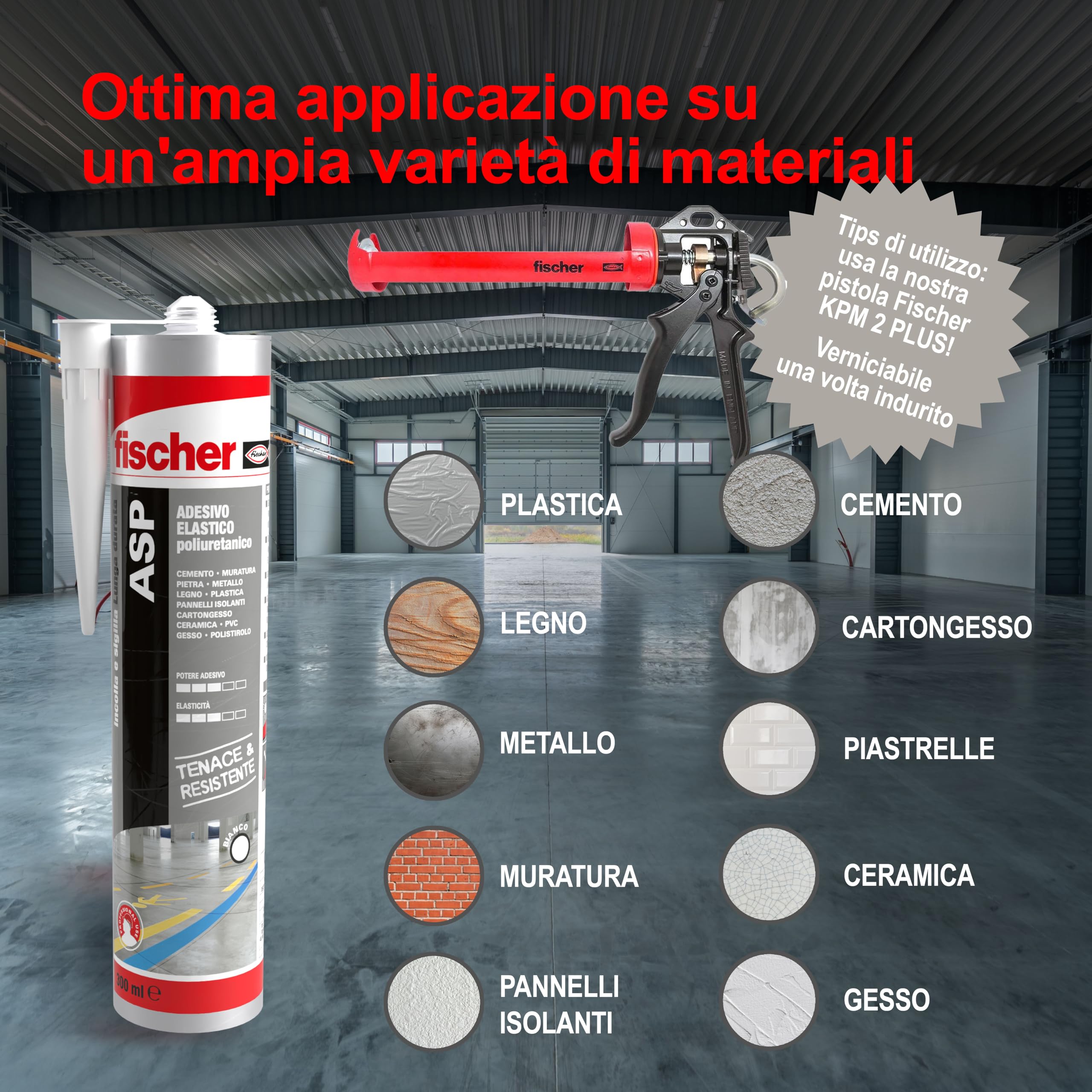 Fischer ASP Grigio Adesivo Sigillante per Giunti 300 ml