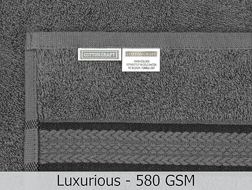 Miniatura 7 de Juego de de toallas supersuaves de algodón de 21 oz, con banda de rayón, cuidado fácil con lavado a máquina, ideal para uso diario