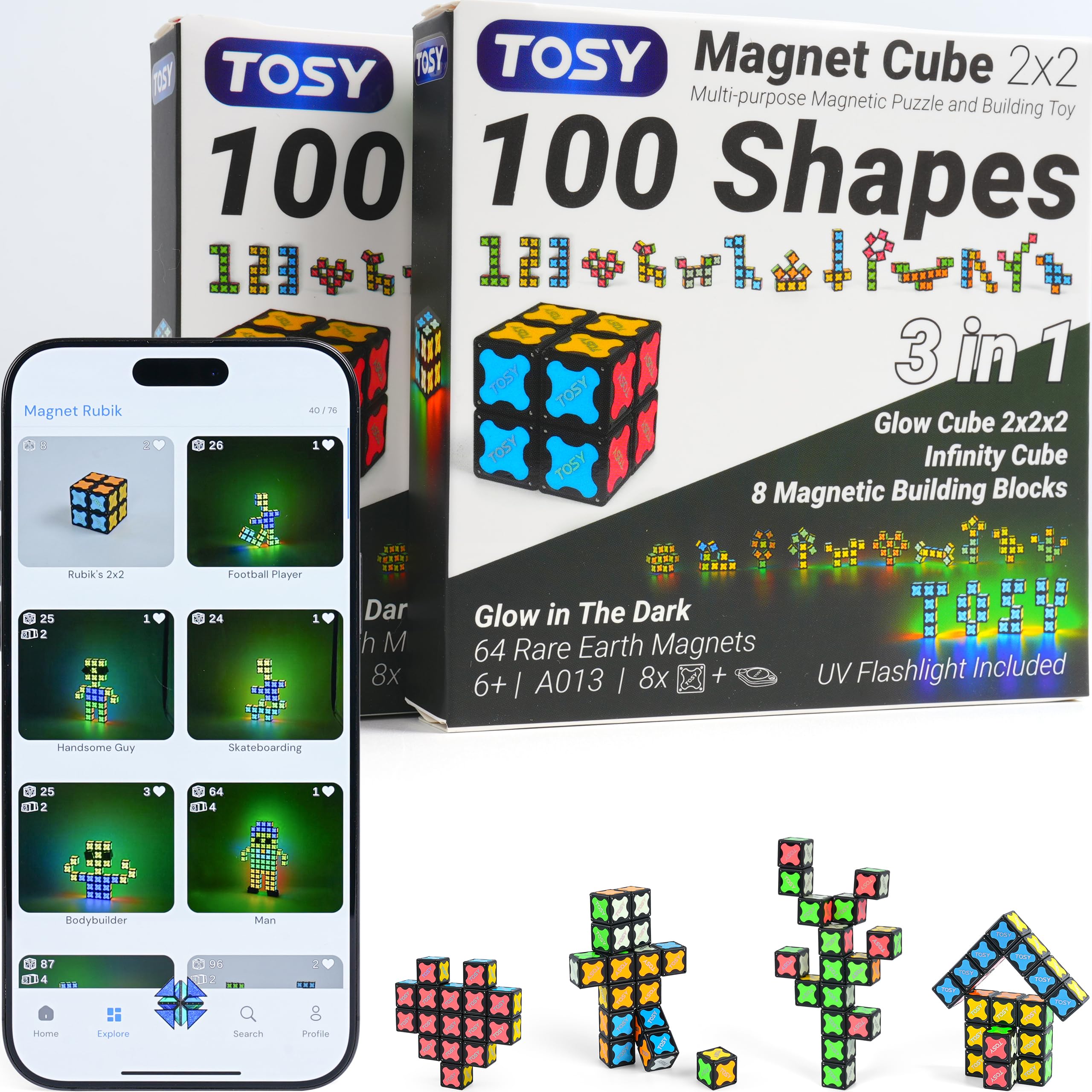 Amazon.com: TOSY Magnet Cube 2x2 - 8 Blocks, 2in1 Toy: 2x2x2
