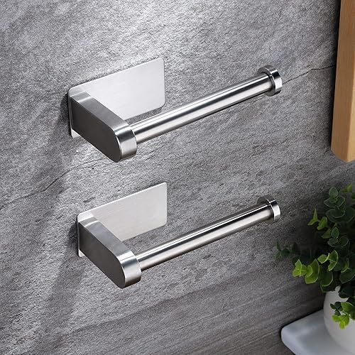 Miniatura 5 de YIGII Soporte de papel higiénico  Soporte autoadhesivo para papel higiénico para baño, paquete de 2 soportes para pañuelos, acero inoxidable SUS304