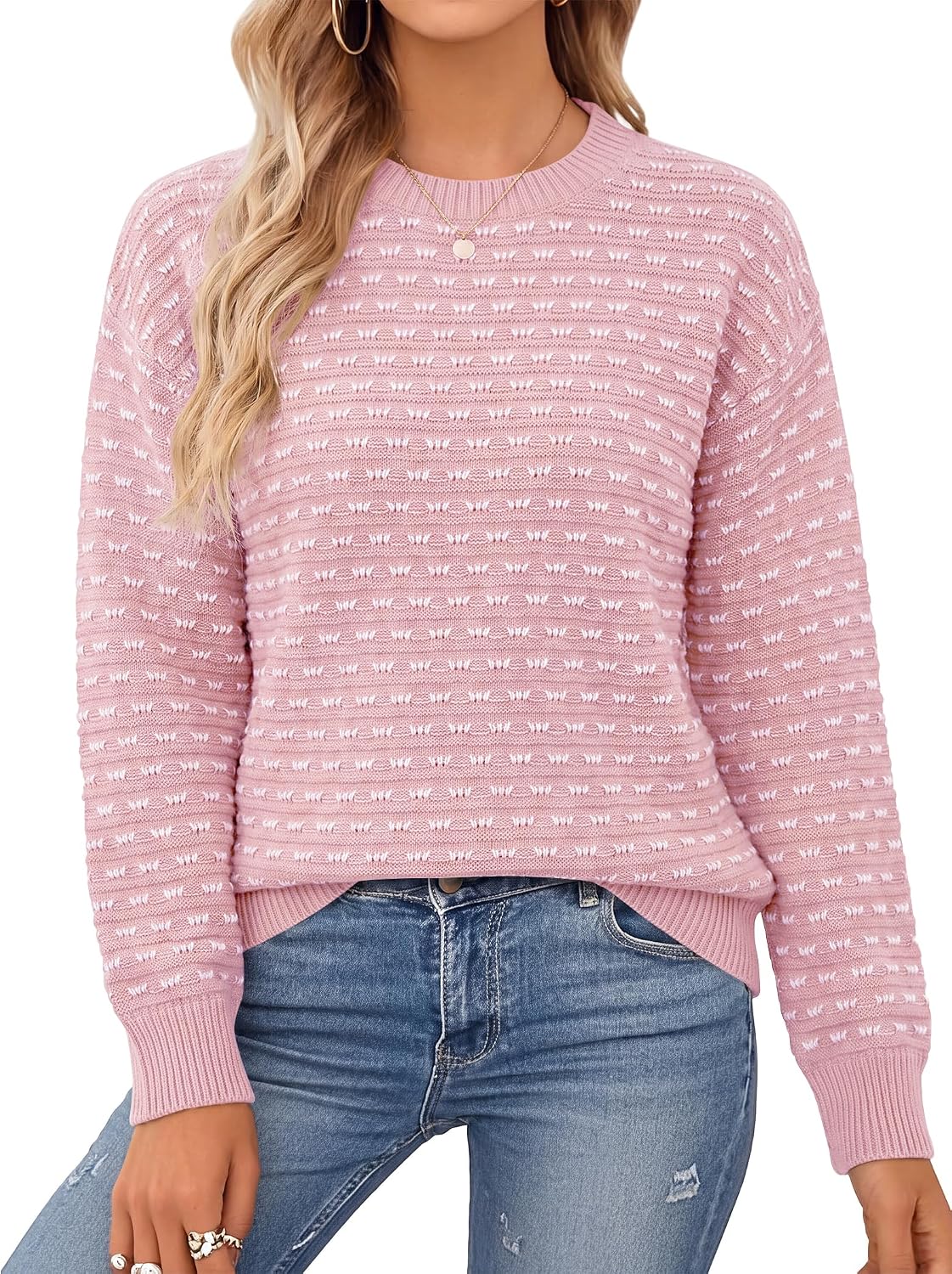 Women's Sweaters Casual Crewneck Long Sleeve Tops Fall Clothes
