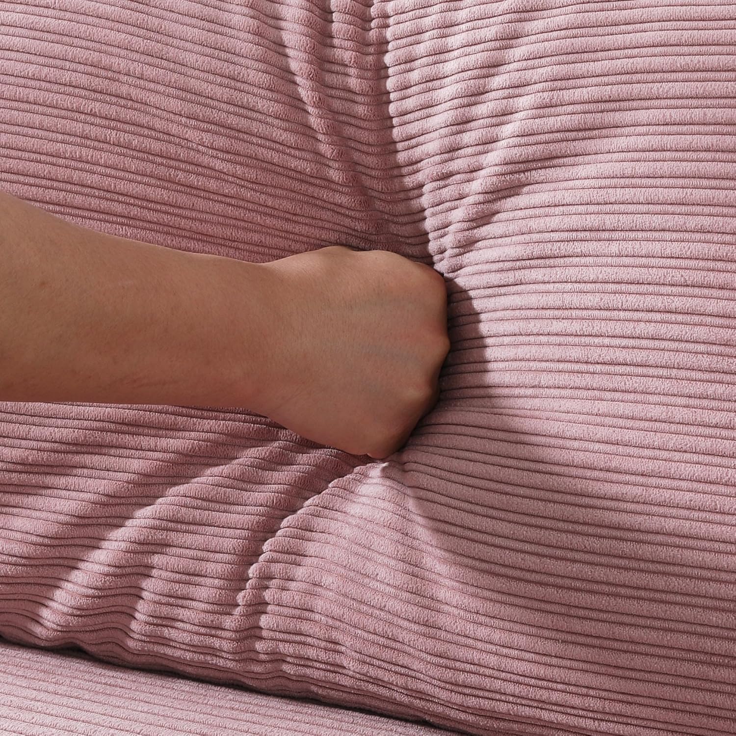 53" Minimalist Corduroy Loveseat with Removable Cushions, Practical Compact Sofa with Button Tufted, Modern Lightweight Couch with Sturdy Metal Frame for Living Room Balcony Garden, Pink