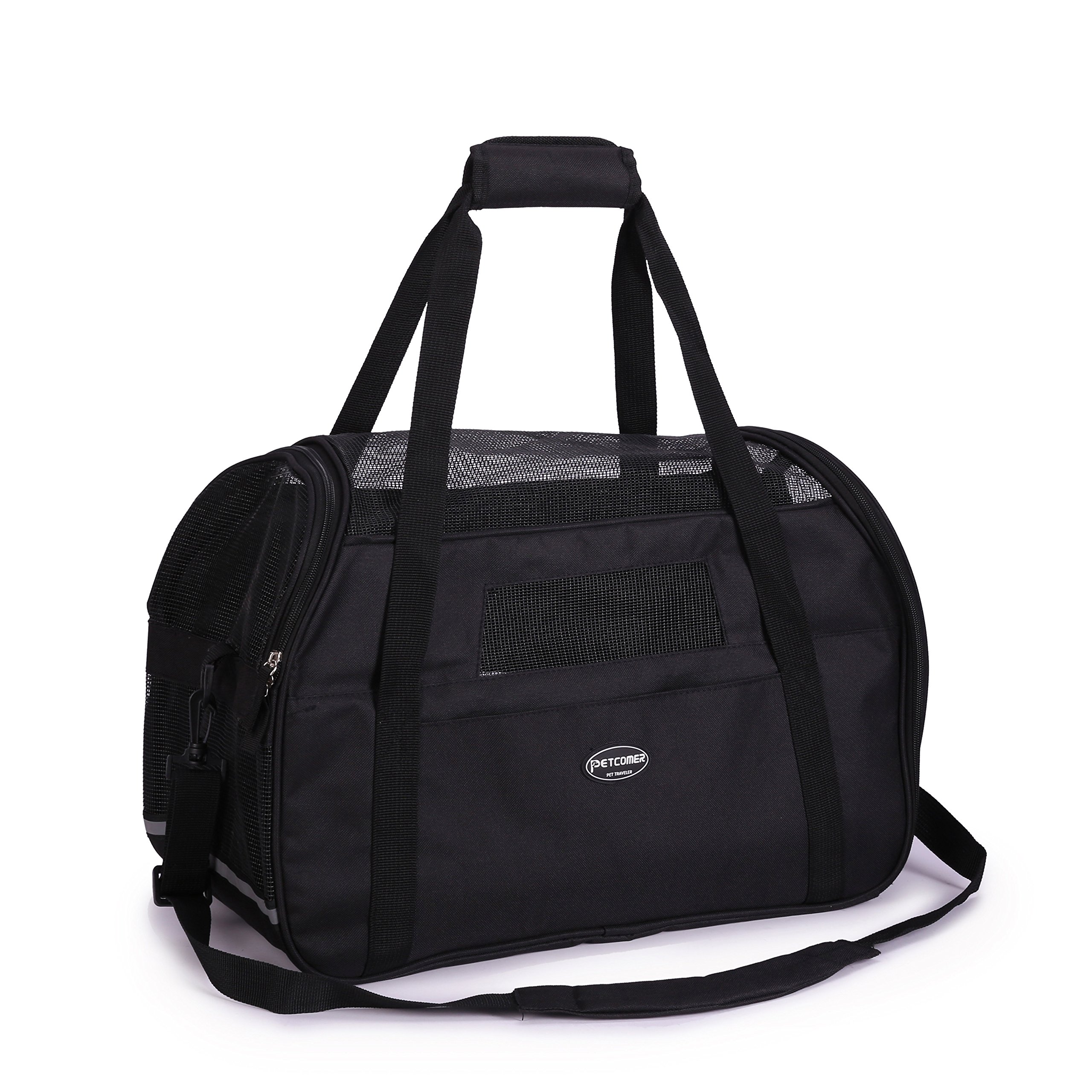 transporttas voor huisdieren voor honden & katten Comfort airline goedgekeurde reisetote zacht-zijdig tas met Mat, m, zwart