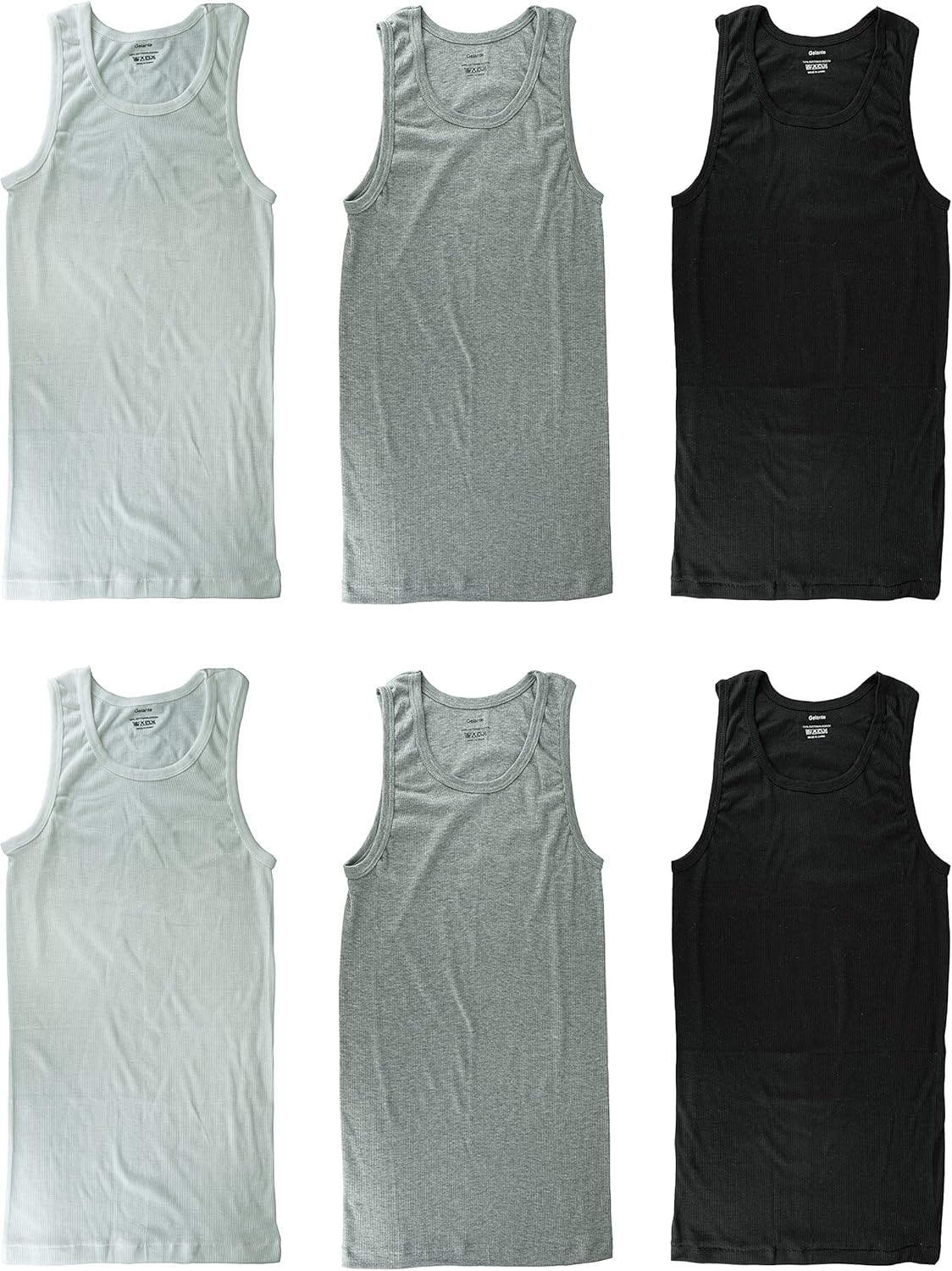 Gelante 6 Packs 100% Cotton Athletic Men's Basic Tank Top