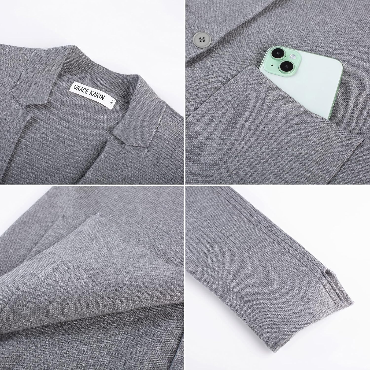 GRACE KARIN Women Sweater Blazer Business Casual Knit Cardigan 2026 Long Sleeve Suit Jackets Work Blazers with Pockets - Image 7